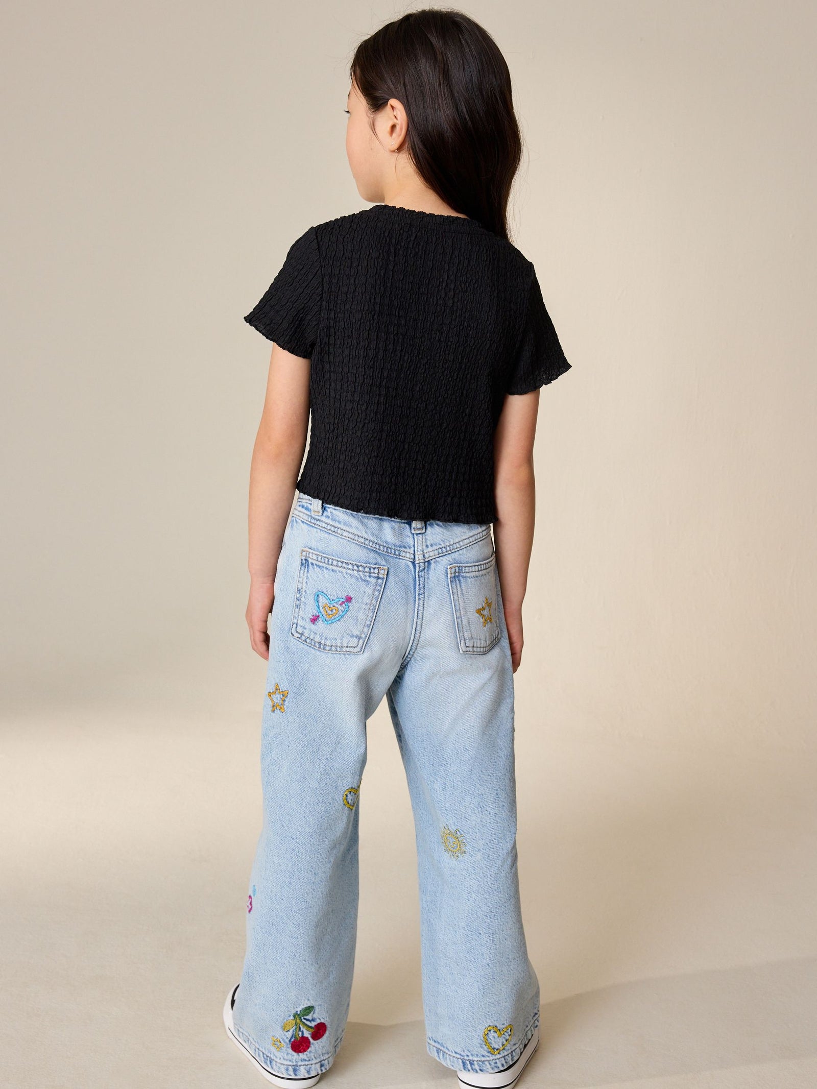 Black Textured T-Shirt (3-16yrs)