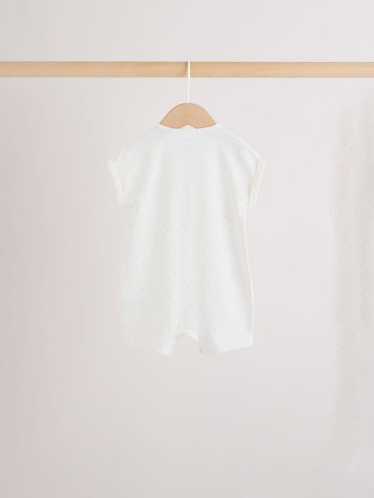 White Strawberry Printed Jersey Baby Rompers 3 Pack
