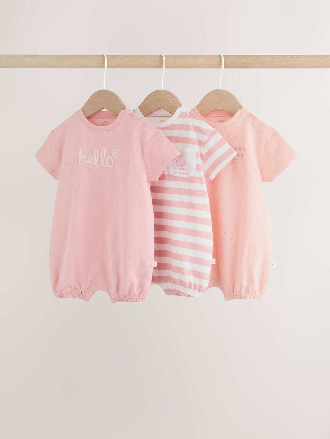 Pink Tonal Striped 3 Pack Jersey Baby Rompers 3 Pack