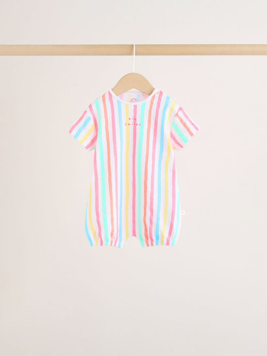 Multi Bright All-Over Printed Jersey Baby Rompers 3 Pack