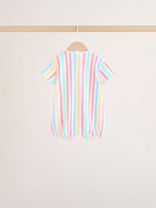 Multi Bright All-Over Printed Jersey Baby Rompers 3 Pack
