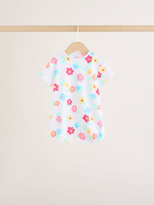 Multi Bright All-Over Printed Jersey Baby Rompers 3 Pack