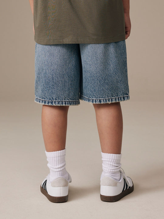 Mid Blue Denim Jort Shorts (3-16yrs)