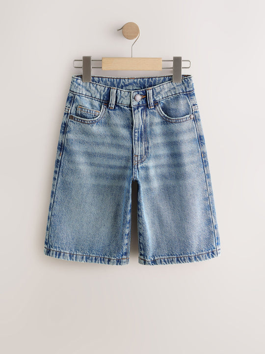 Mid Blue Denim Jort Shorts (3-16yrs)