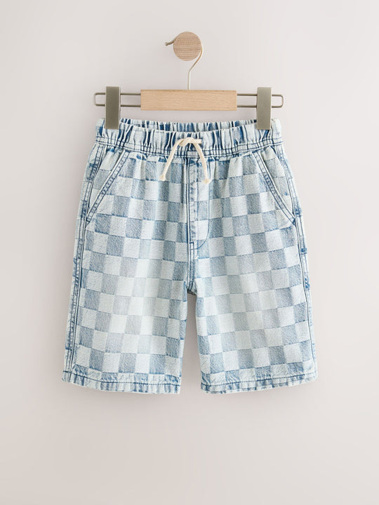 Bleach Check Denim Bermuda Pull On Shorts (3-16yrs)