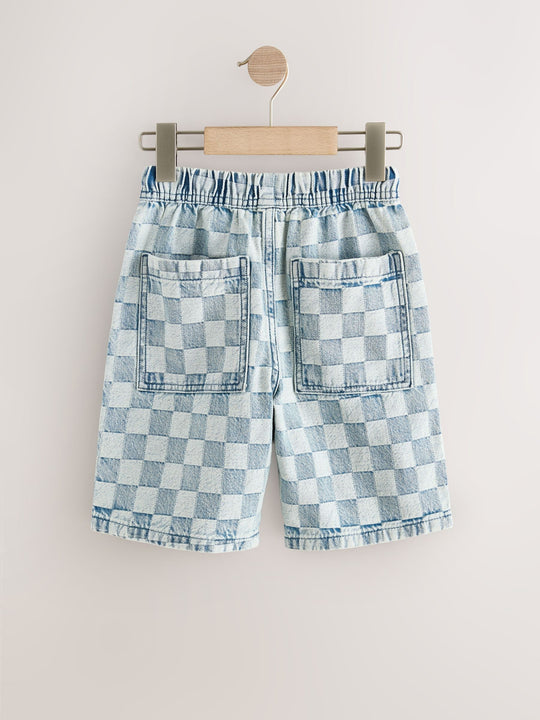 Bleach Check Denim Bermuda Pull On Shorts (3-16yrs)