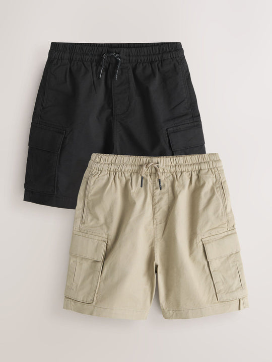 Black/Stone Cargo Shorts 2 Pack (3-16yrs)