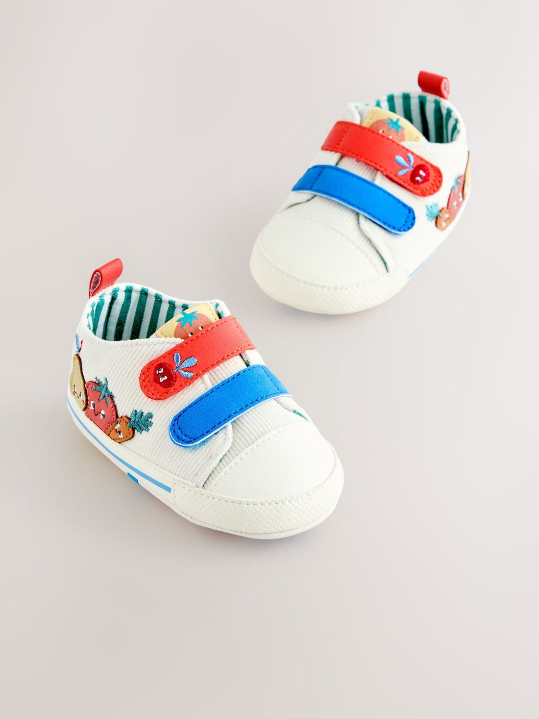 White Veggies Touch Fastening Baby Trainers (0-2mths)