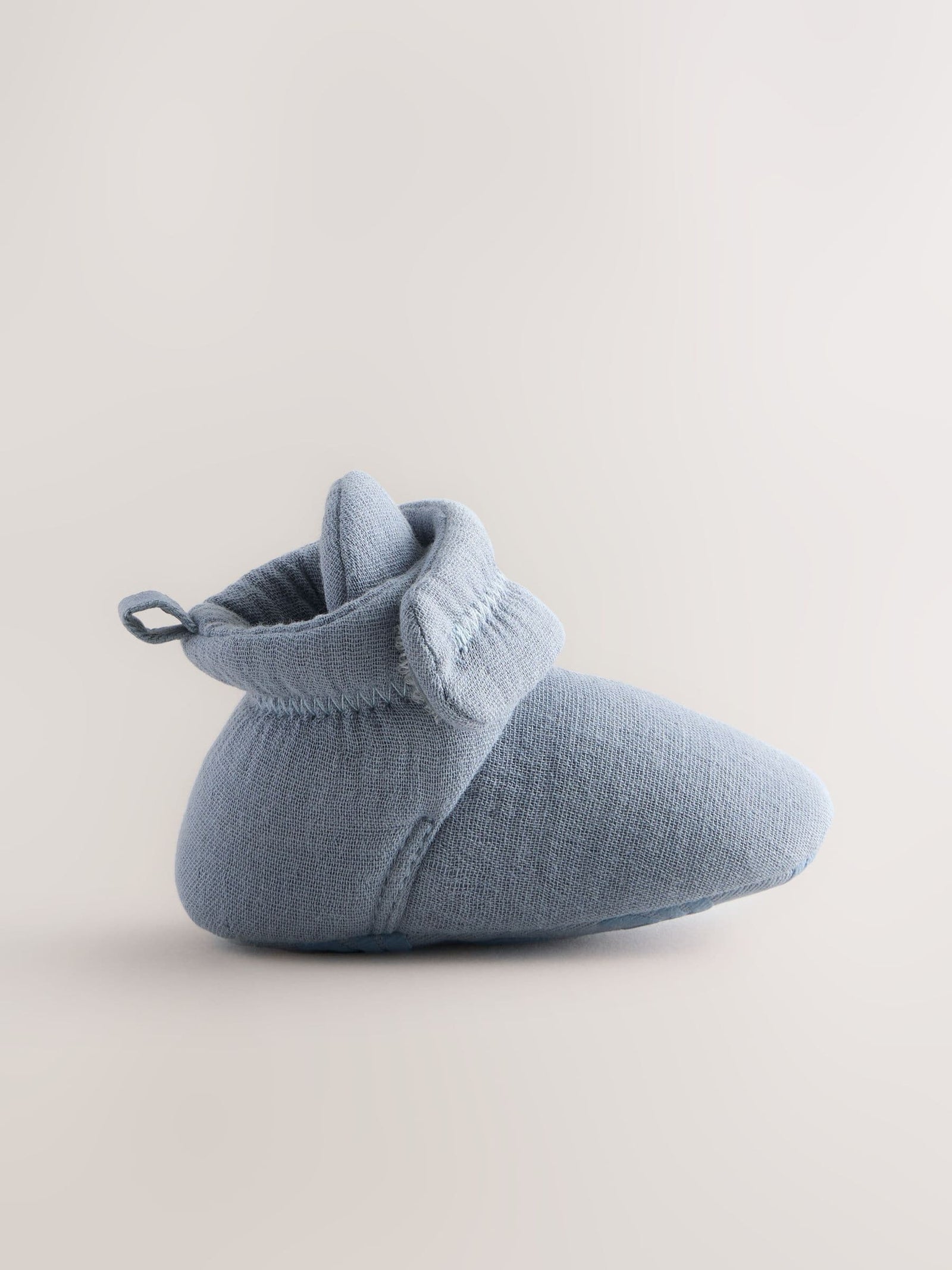 Blue Muslin Wrap Baby Slipper Boots (0-18mths)