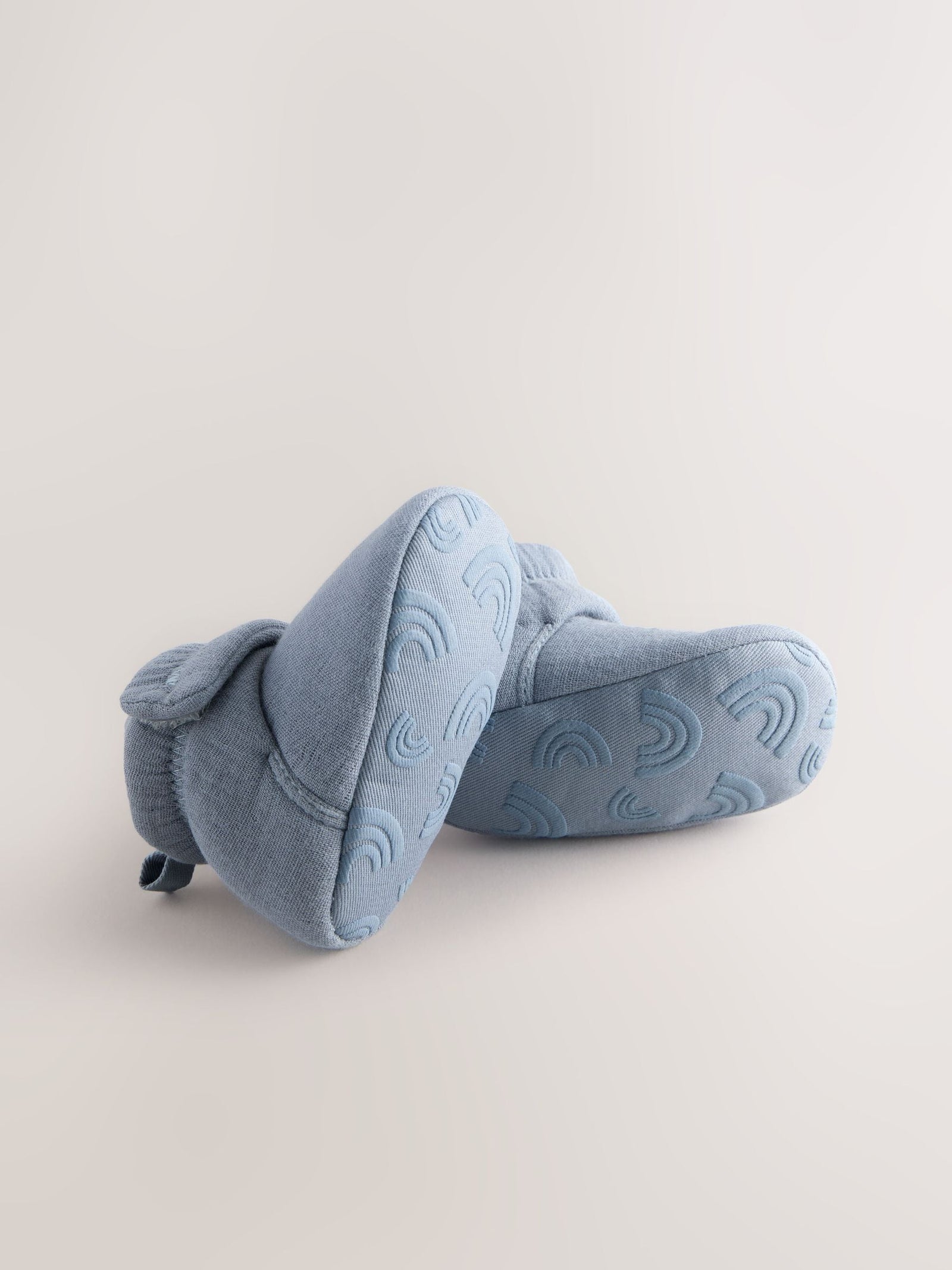 Blue Muslin Wrap Baby Slipper Boots (0-18mths)