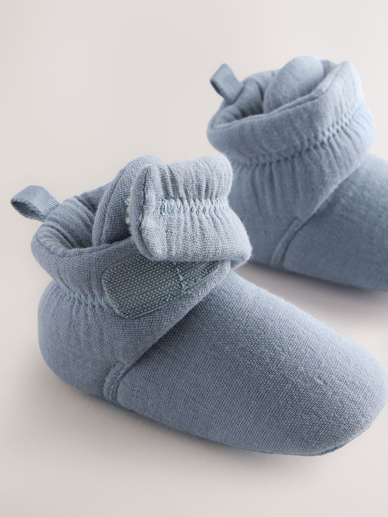 Blue Muslin Wrap Baby Slipper Boots (0-18mths)