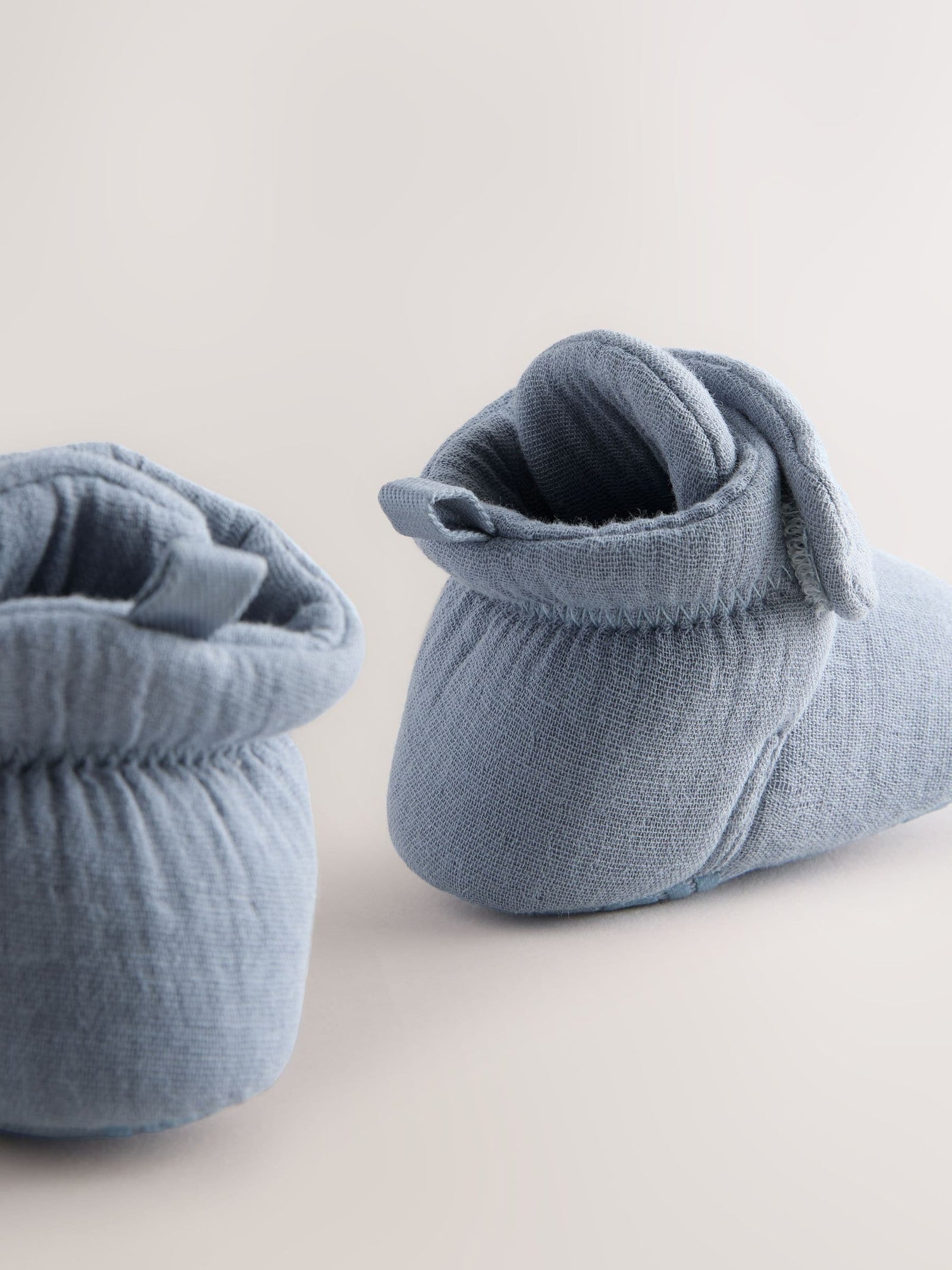 Blue Muslin Wrap Baby Slipper Boots (0-18mths)