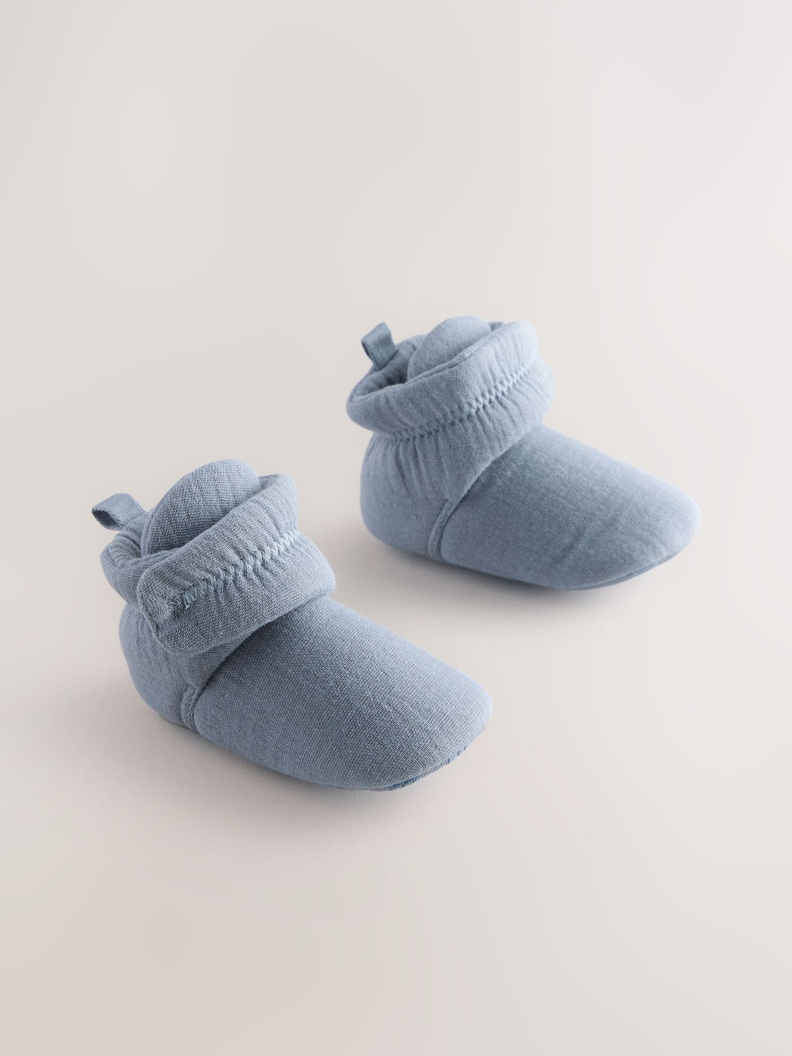 Blue Muslin Wrap Baby Slipper Boots (0-18mths)