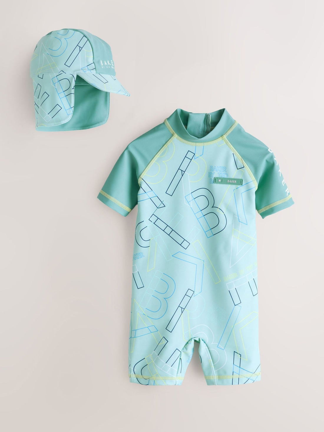 Baker by Ted Baker Blue Sunsafe All-In-One Swimsuit and Hat Set