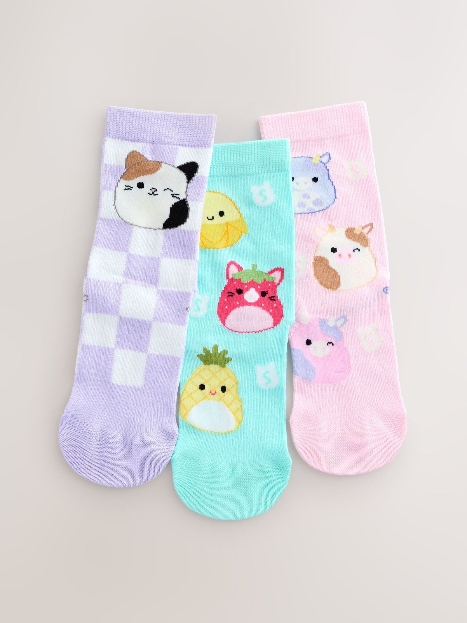 Purple/Aqua Cotton Rich Squishmallows Ankle Socks 3 Pack