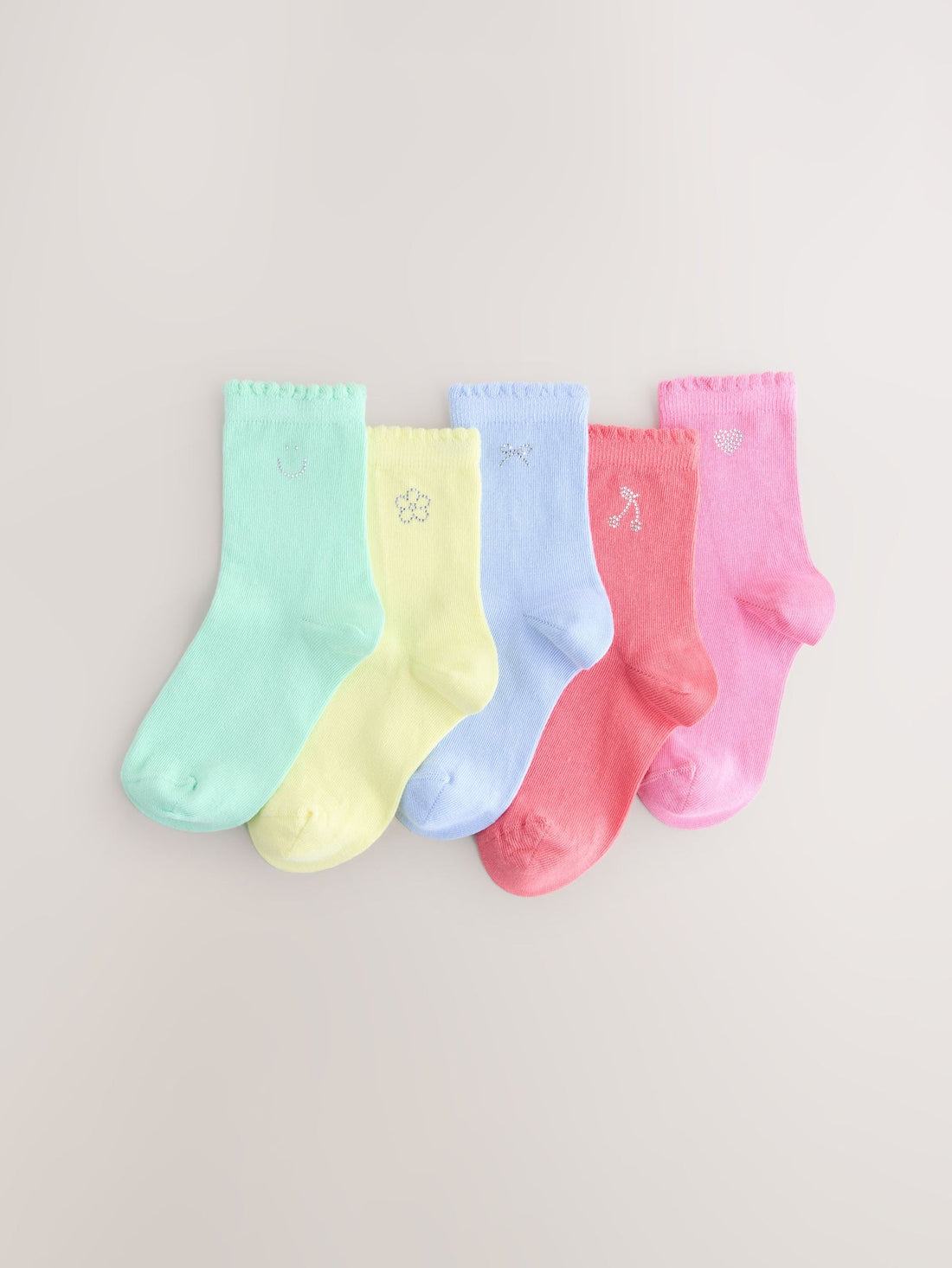Multi Cotton Rich Diamante Ankle Socks 5 Pack