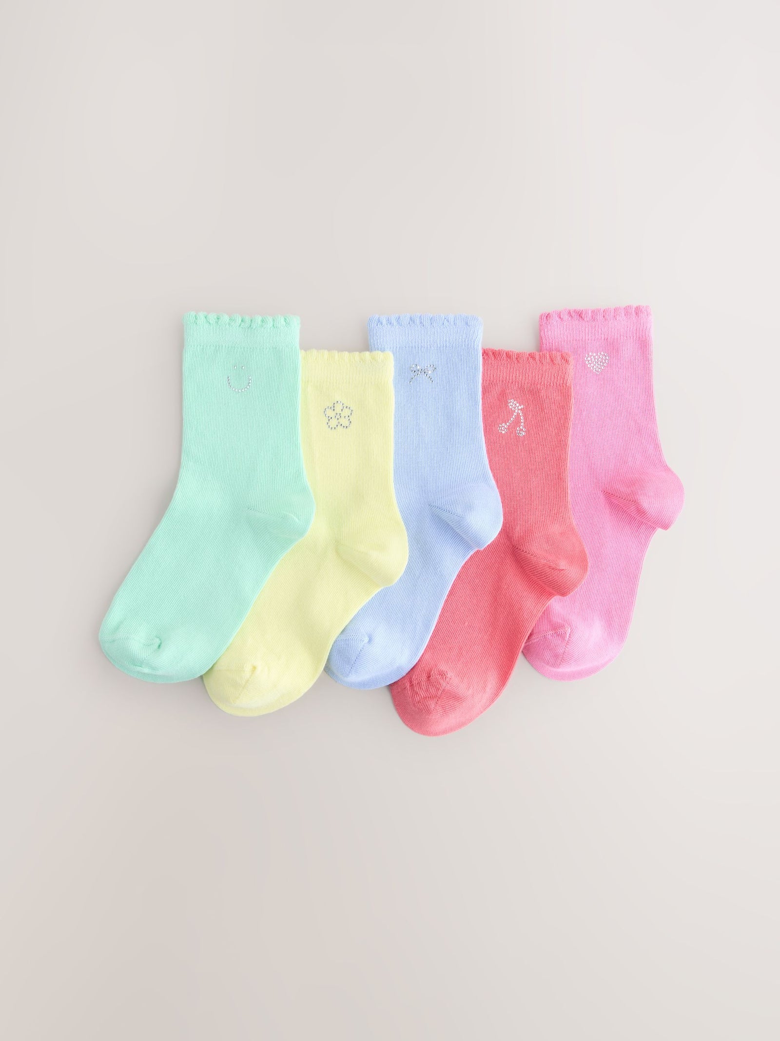 Multi Cotton Rich Diamante Ankle Socks 5 Pack