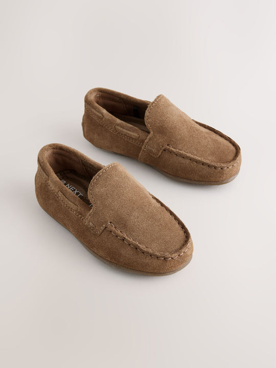 Tan Brown Wide Fit (G) Suede Slip-Ons Loafer Shoes