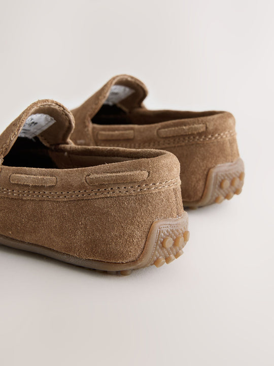 Tan Brown Wide Fit (G) Suede Slip-Ons Loafer Shoes