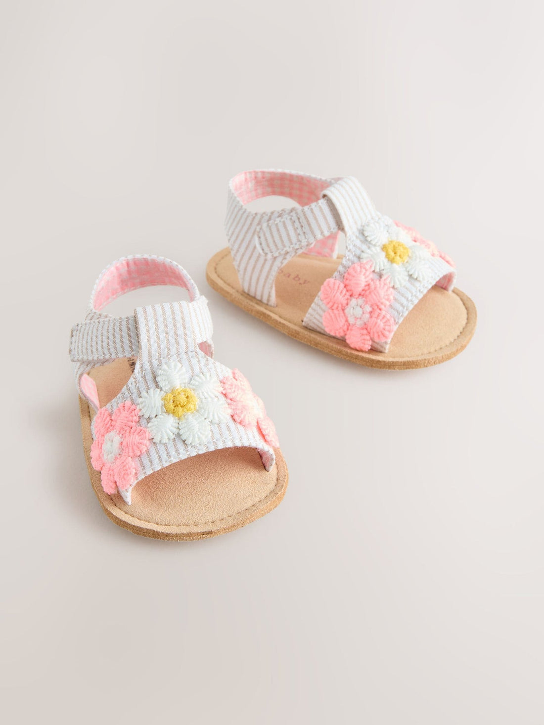 Pink/Neutral Floral Baby Sandals (0-24mths)