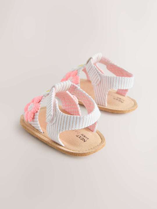 Pink/Neutral Floral Baby Sandals (0-24mths)