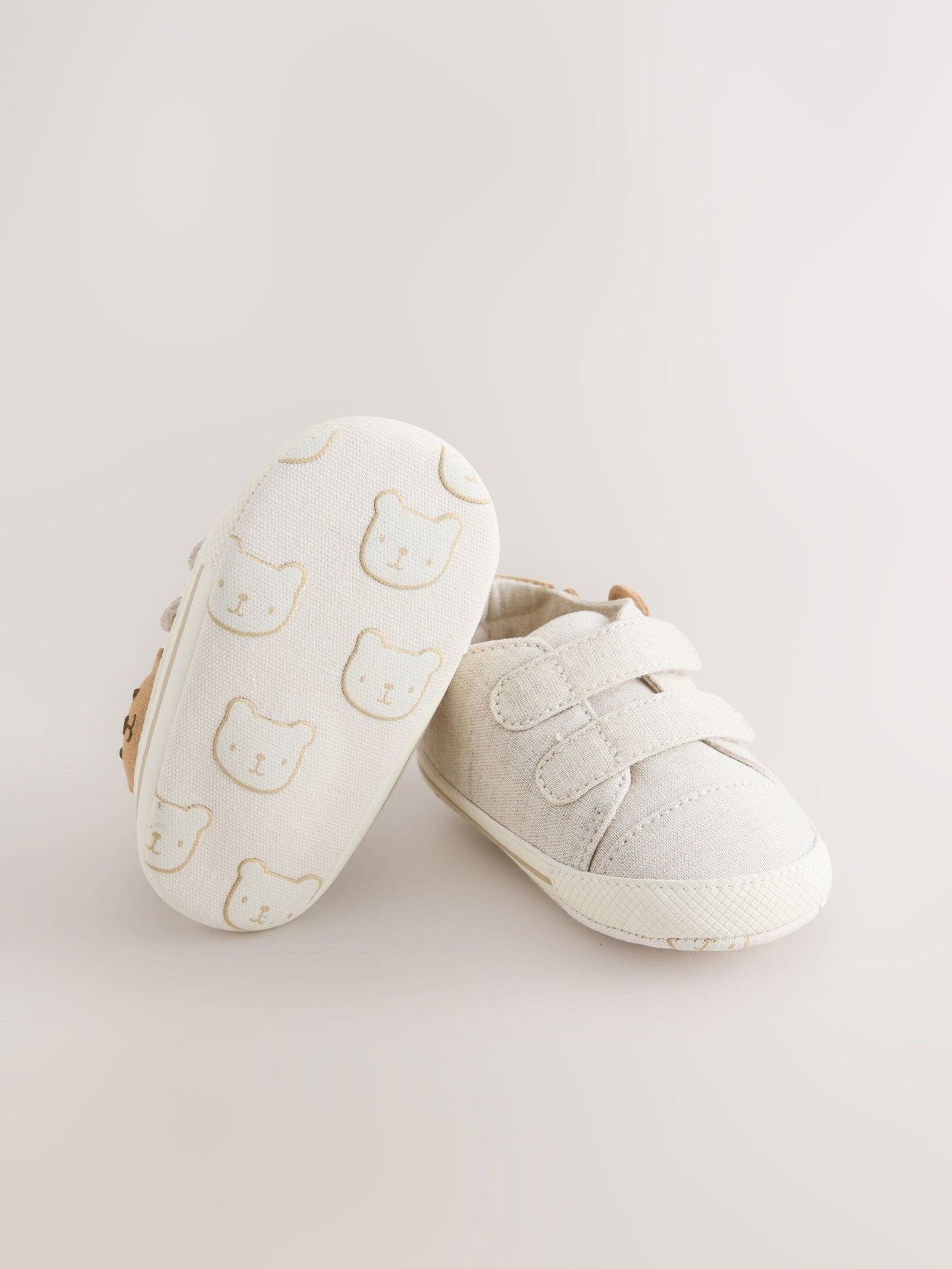 Neutral Bear Touch Fastening Baby Trainers (0-2mths)