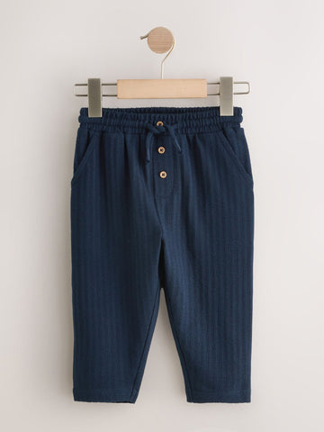 Navy Blue Textured Jersey Joggers (3mths-7yrs)