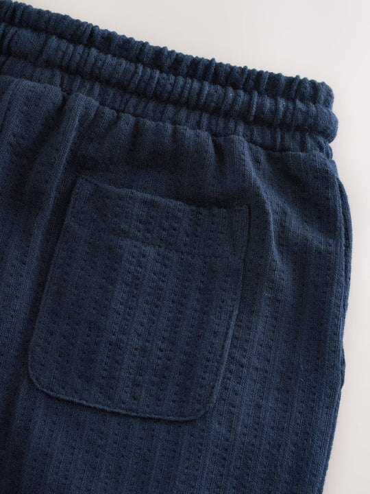 Navy Blue Textured Jersey Joggers (3mths-7yrs)