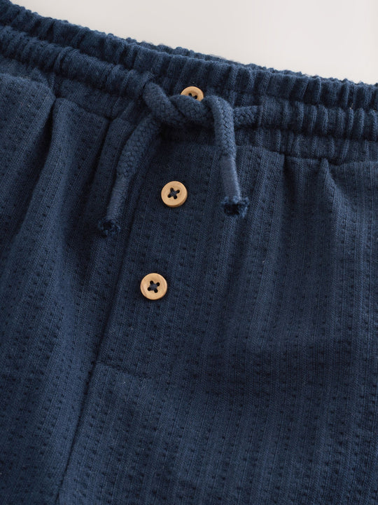 Navy Blue Textured Jersey Joggers (3mths-7yrs)