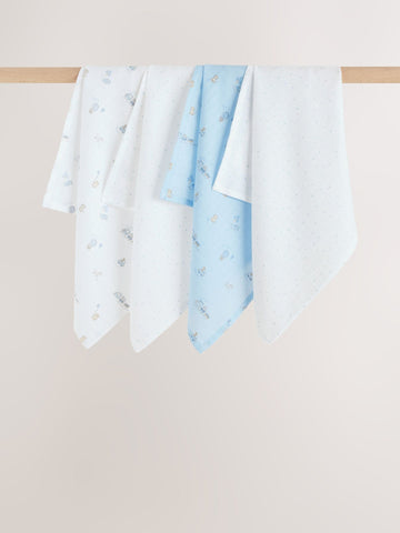 Blue Baby Muslin Cloths 4 Pack