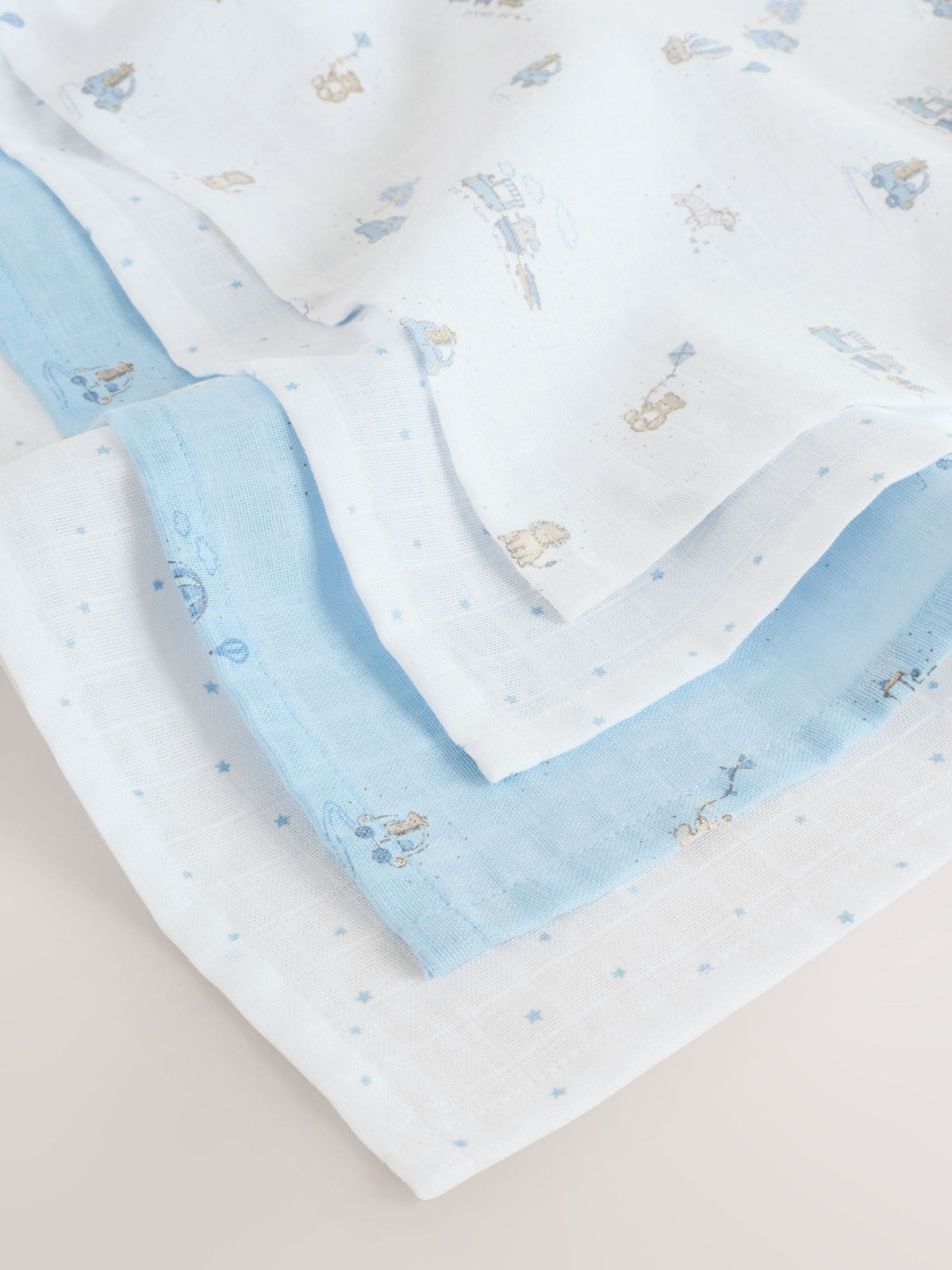 Blue Baby Muslin Cloths 4 Pack