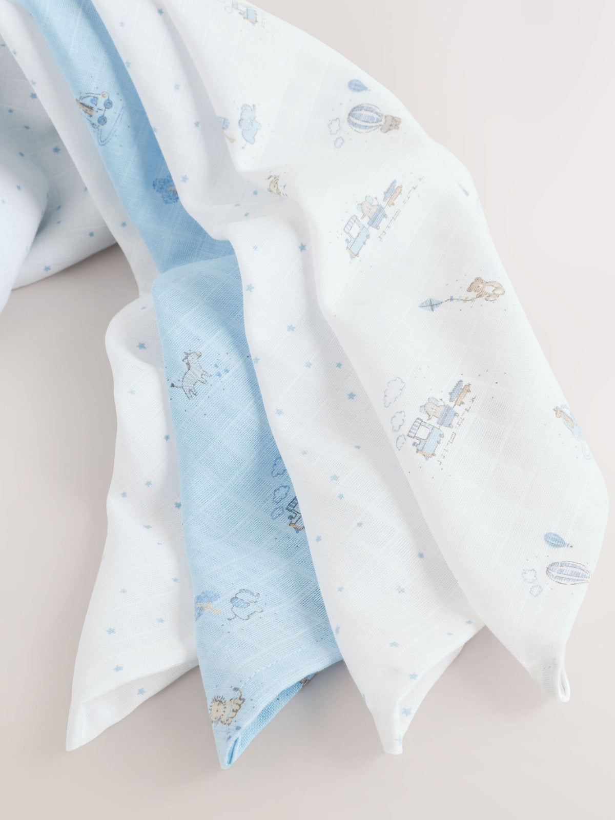 Blue Baby Muslin Cloths 4 Pack
