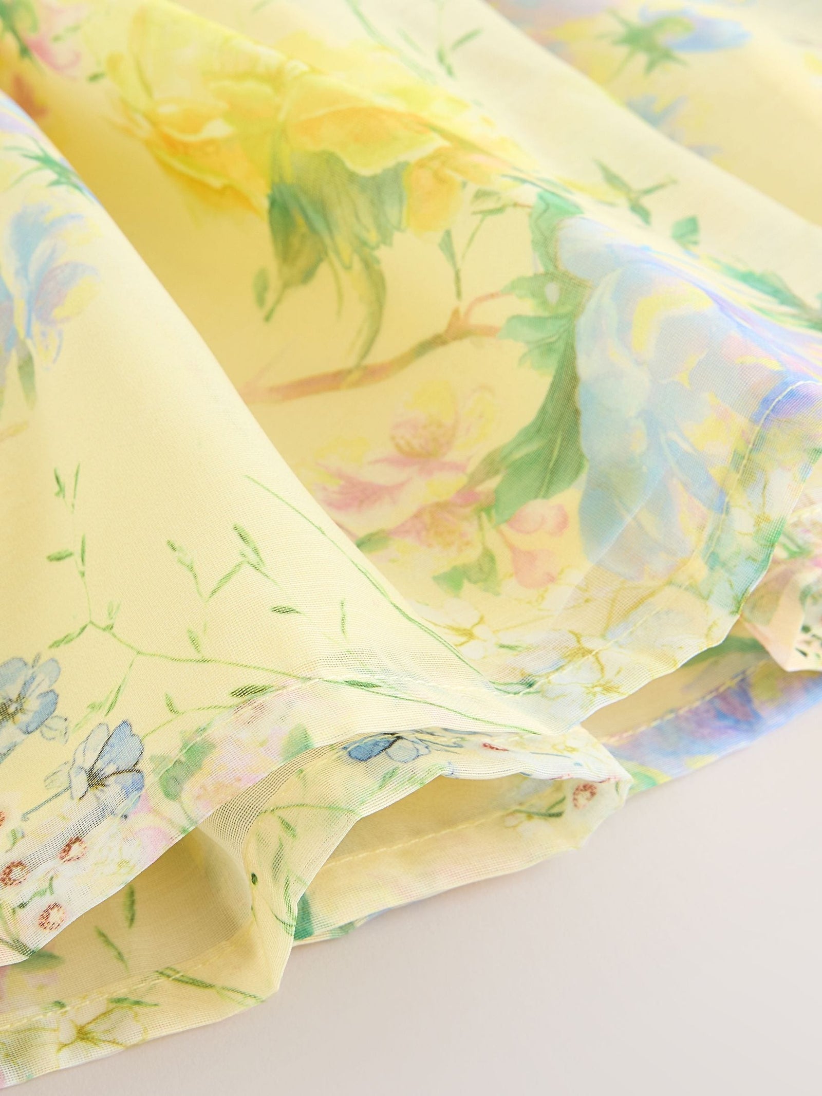 Yellow Floral Print Flower Corsage Dress (3mths-8yrs)