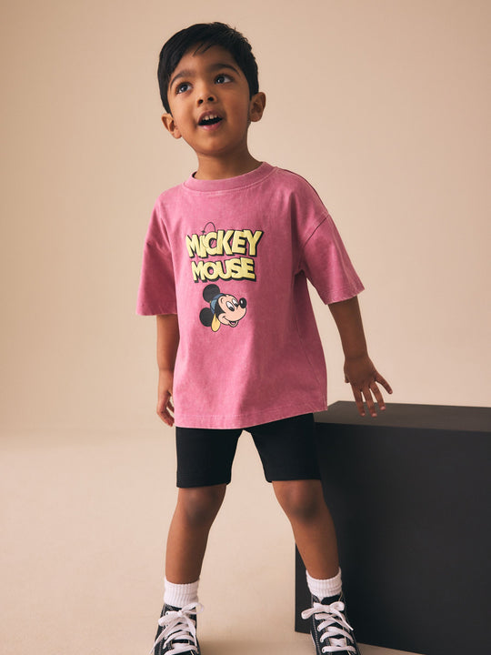 Pink/Black Mickey Mouse T-Shirt and Shorts Set (3mths-8yrs)