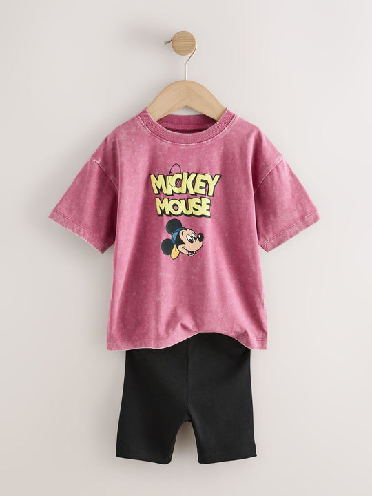 Pink/Black Mickey Mouse T-Shirt and Shorts Set (3mths-8yrs)
