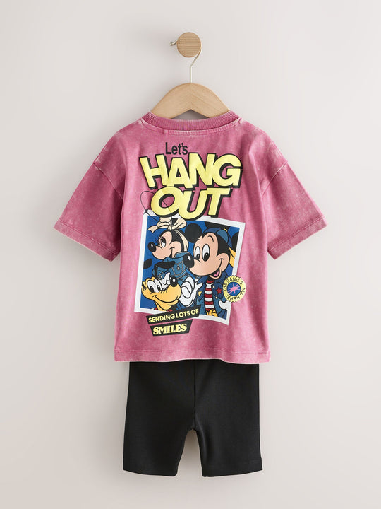 Pink/Black Mickey Mouse T-Shirt and Shorts Set (3mths-8yrs)