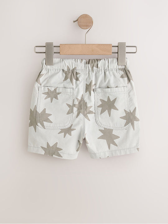 Brown/Star/Checkerboard Pull On Shorts 3 Pack (3mths-7yrs)