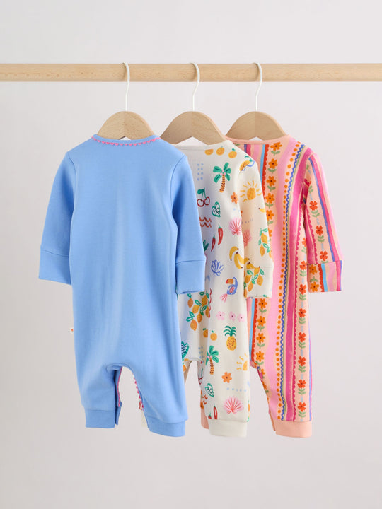 Blue/Pink Baby Sleepsuits 3 Pack (0mths-3yrs)