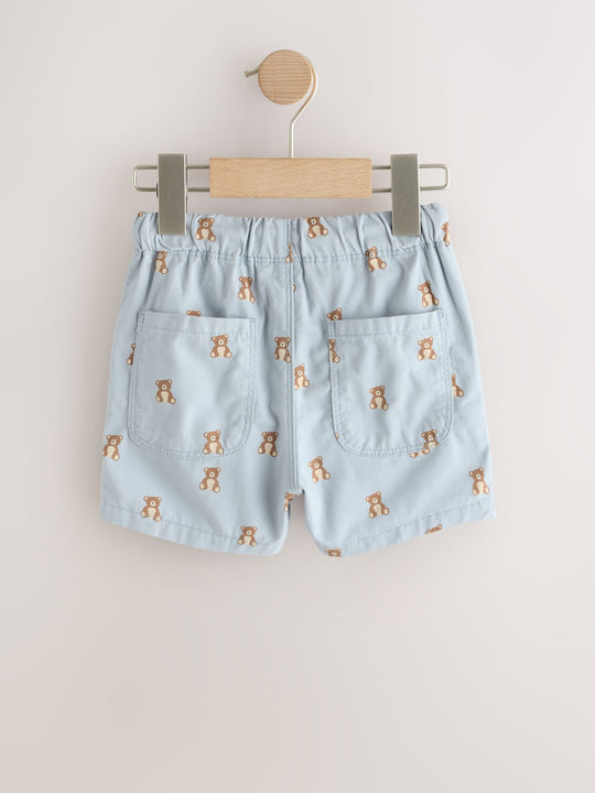 Navy/Red/Bear Pull On Shorts 3 Pack (3mths-7yrs)