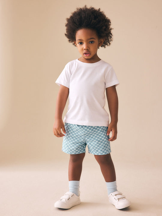 Blue Checkerboard Pull On Shorts (3mths-7yrs)