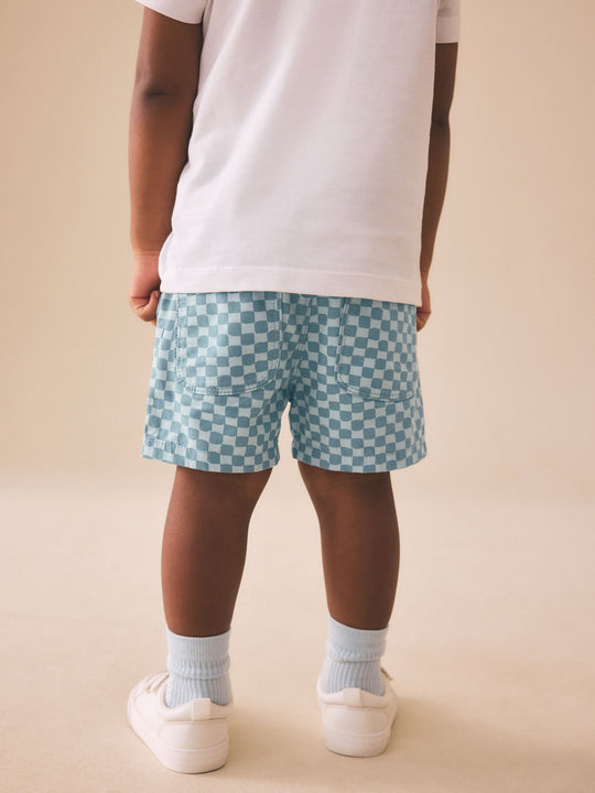 Blue Checkerboard Pull On Shorts (3mths-7yrs)