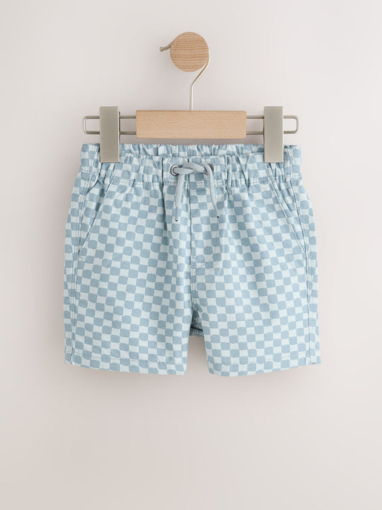 Blue Checkerboard Pull On Shorts (3mths-7yrs)