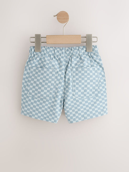 Blue Checkerboard Pull On Shorts (3mths-7yrs)
