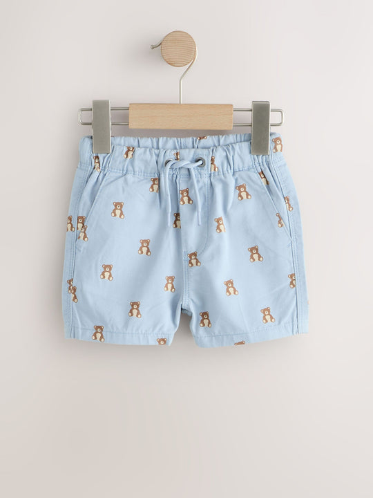 Blue Bear Print Pull On Shorts (3mths-7yrs)