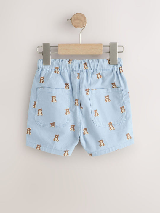 Blue Bear Print Pull On Shorts (3mths-7yrs)
