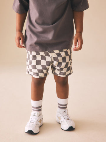 Grey/White Checkerboard Pull On Shorts (3mths-7yrs)