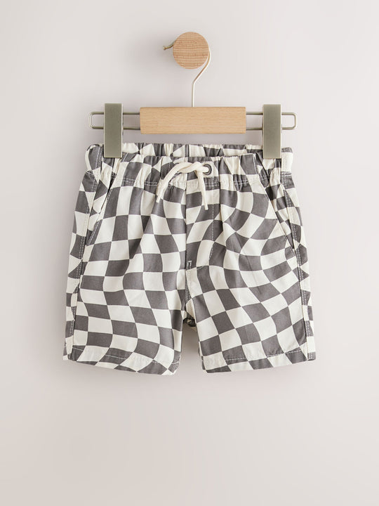 Grey/White Checkerboard Pull On Shorts (3mths-7yrs)