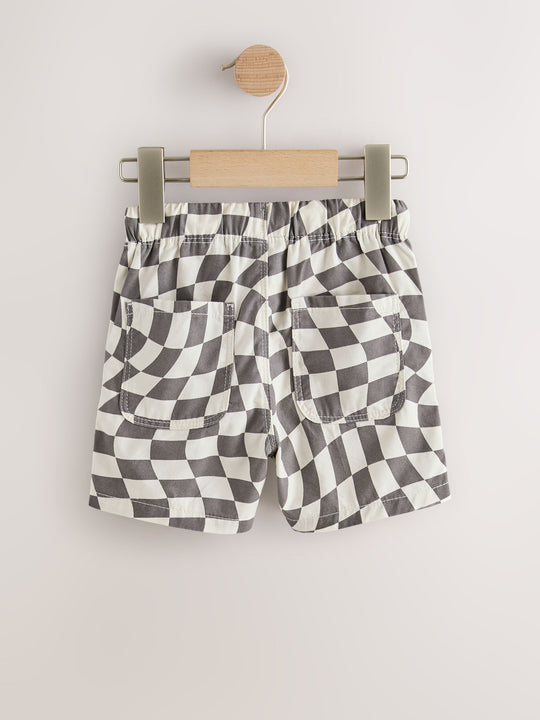 Grey/White Checkerboard Pull On Shorts (3mths-7yrs)