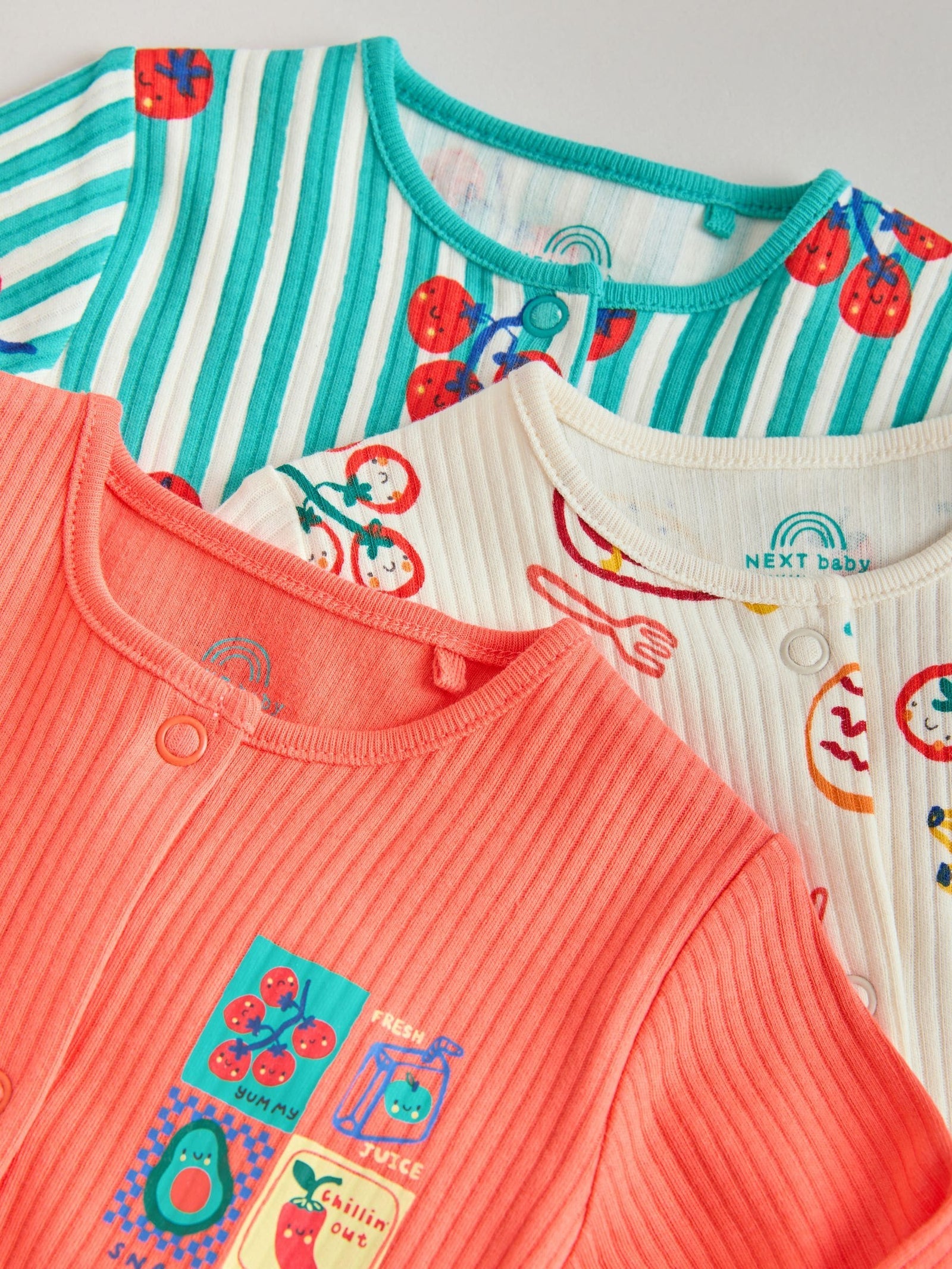 Multi Chilli Print Baby Sleepsuits 3 Pack (0mths-3yrs)
