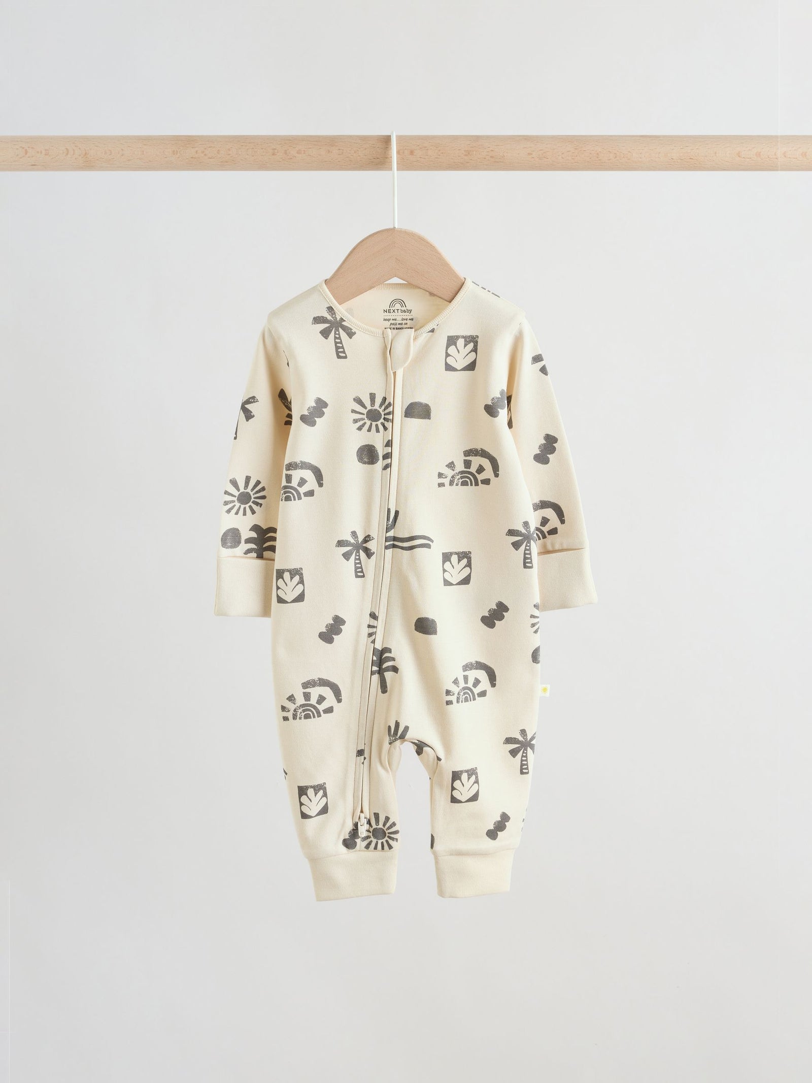 Multi Palm Two Way Zip Baby Sleepsuits 3 Pack (0mths-3yrs)